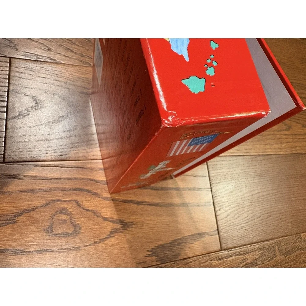 Vintage School Pencil Supply Box Holder United States Map Red
